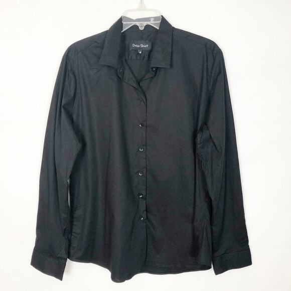Dress Shirt Tops - Women's Button Front Black Dress Shirt Size 18 Office Workwear Casual